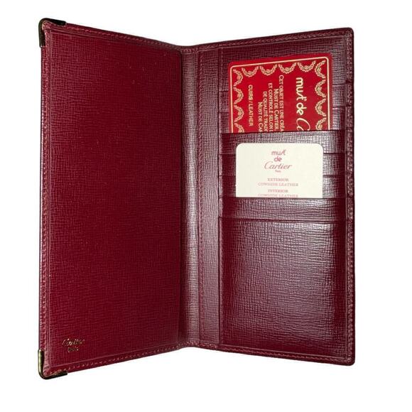 Vintage Cartier Burgundy Leather Bifold Wallet NWOT - Picture 3 of 14